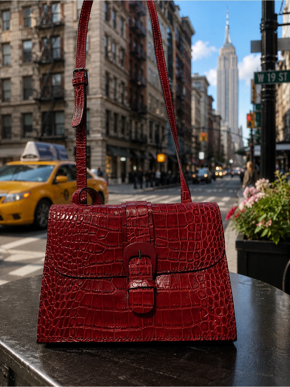 Patricia Nash Croc-Embossed Crossbody in Deep Red